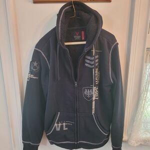 Men's Dark Blue Zip-Up Hoodie